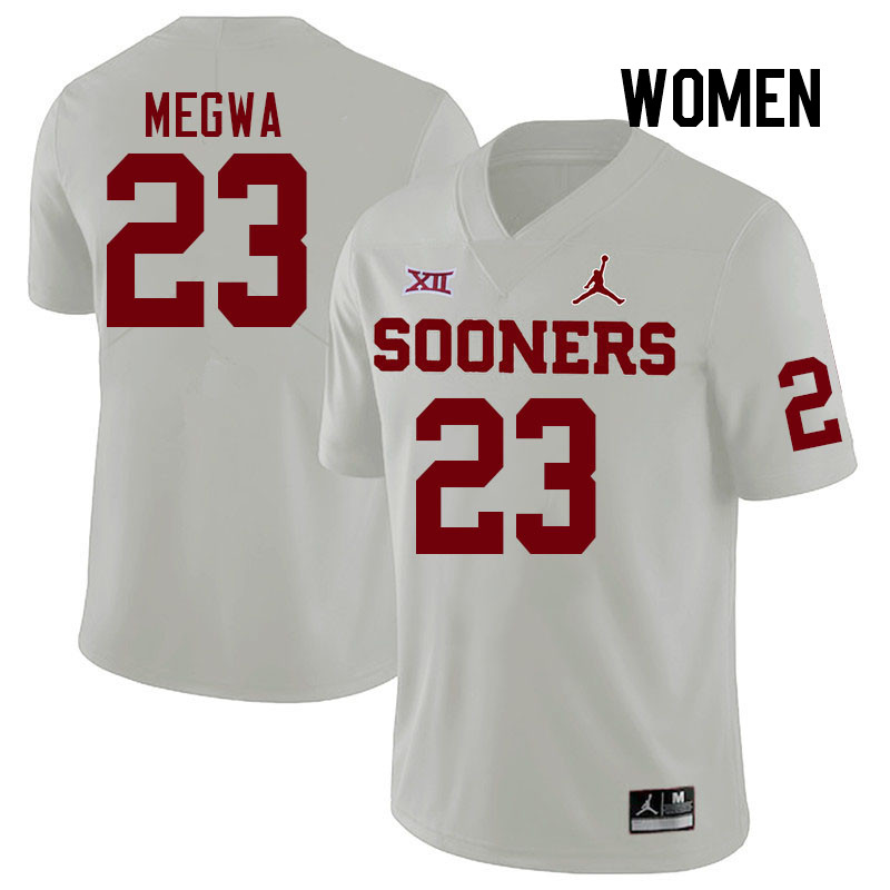 Women #23 Emeka Megwa Oklahoma Sooners College Football Jerseys Stitched-White - Click Image to Close